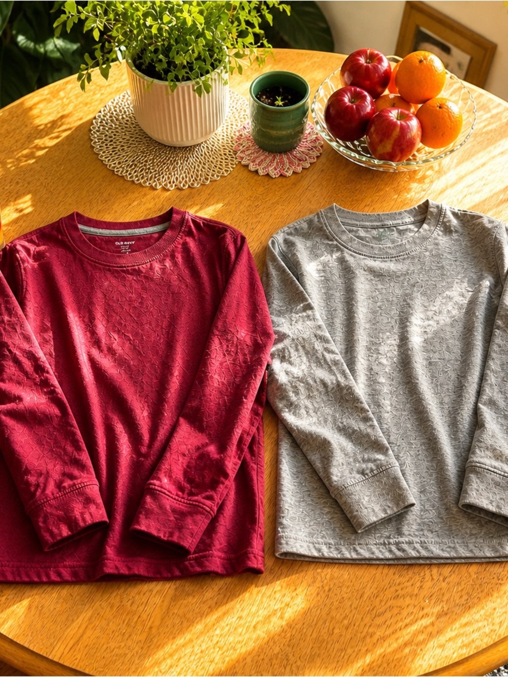 Boys Long Sleeve Soft T-Shirts Bundle L (10-12) Gray Red Old Navy Crewneck